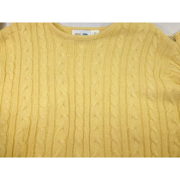 VTG Paul Harris Design Yellow Cable Knit Sweater Large 55% Ramie 45% Cotton - Picture 3 of 12